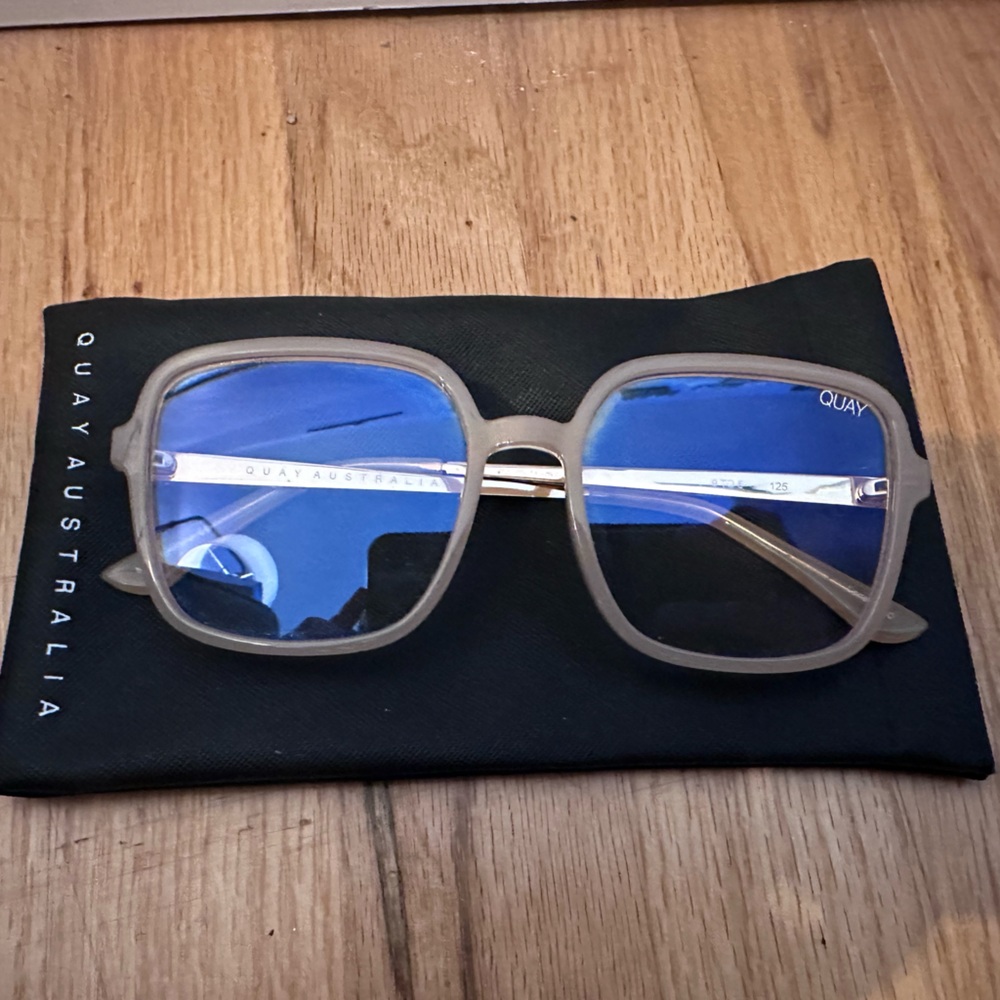 Quay Australia Clear Frame Sunglasses with Blue Lenses